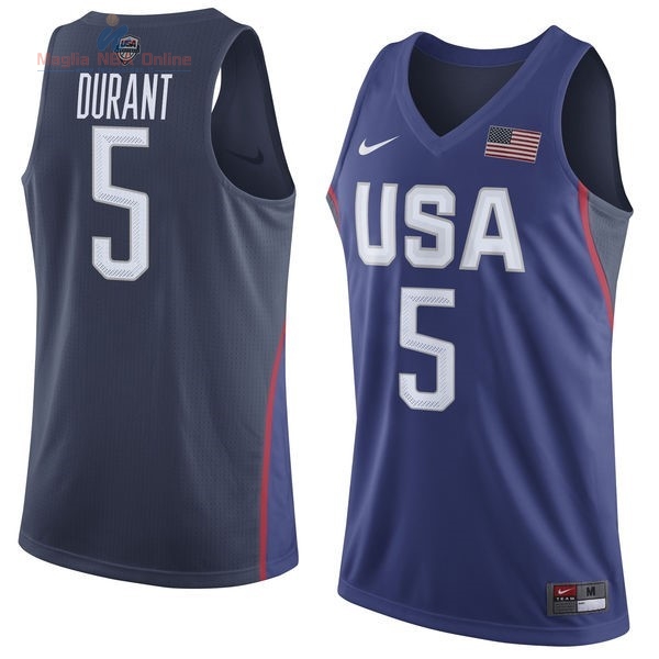 Acquista Maglia NBA 2016 USA #5 Kevin Durant Blu