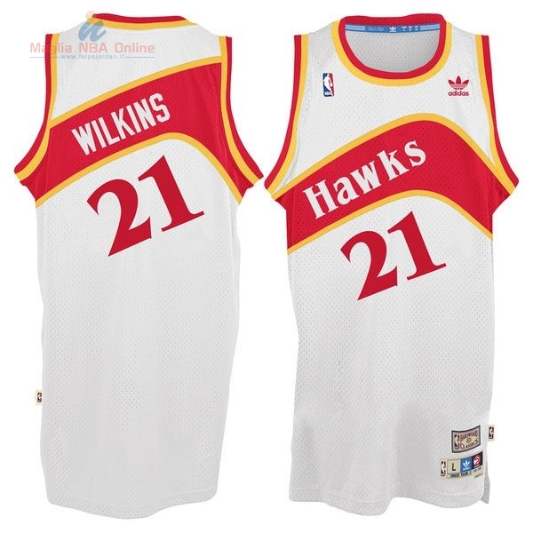 Acquista Maglia NBA Atlanta Hawks #21 Dominique Wilkins Bianco