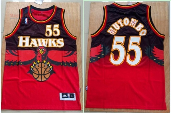 Acquista Maglia NBA Atlanta Hawks #55 Dikembe Mutombo Rosso