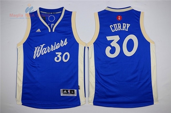 Acquista Maglia NBA Bambino 2015 Natale Golden State Warriors #30 Stephen Curry Blu