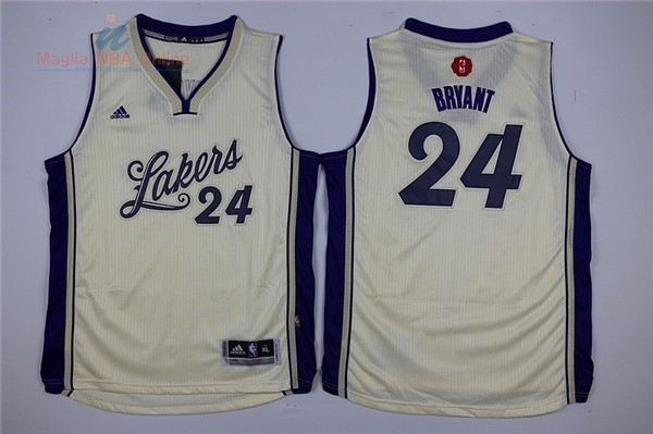 Acquista Maglia NBA Bambino 2015 Natale Los Angeles Lakers #24 Kobe Bryant Bianco