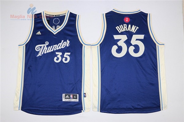 Acquista Maglia NBA Bambino 2015 Natale Oklahoma City Thunder #35 Kevin Durant Blu