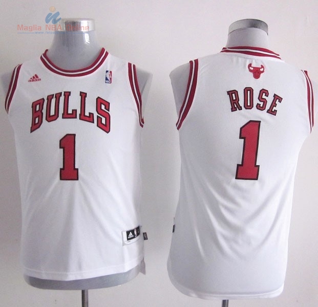 Acquista Maglia NBA Bambino Chicago Bulls #1 Derrick Rose Bianco