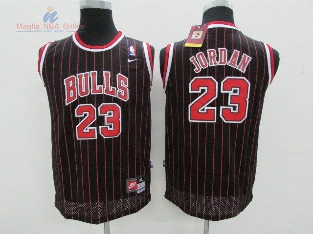 Acquista Maglia NBA Bambino Chicago Bulls #23 Michael Jordan Nero Striscia