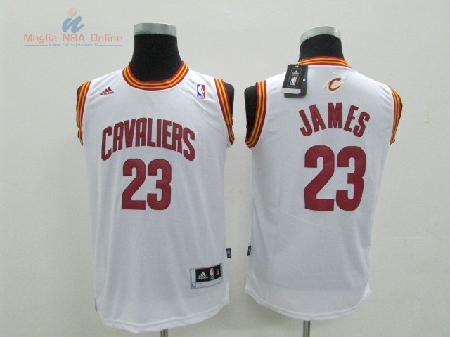 Acquista Maglia NBA Bambino Cleveland Cavaliers #23 LeBron James Bianco