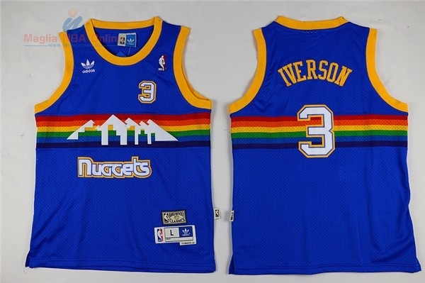 Acquista Maglia NBA Bambino Denver Nuggets #3 Allen Iverson Blu