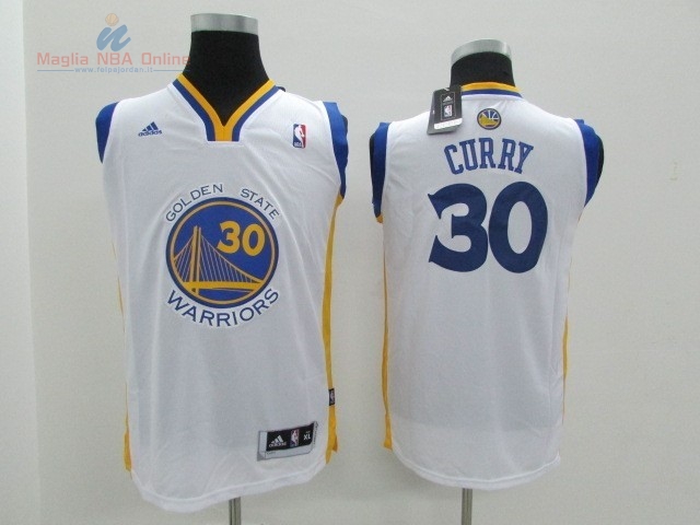 Acquista Maglia NBA Bambino Golden State Warriors #30 Stephen Curry Bianco