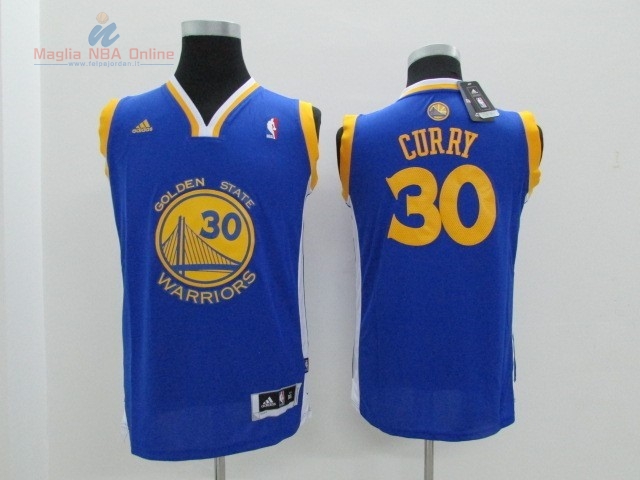 Acquista Maglia NBA Bambino Golden State Warriors #30 Stephen Curry Blu