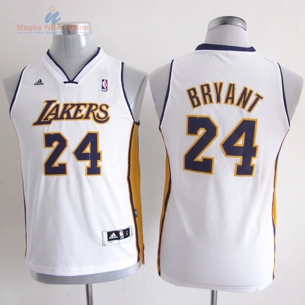 Acquista Maglia NBA Bambino Los Angeles Lakers #24 Kobe Bryant Bianco