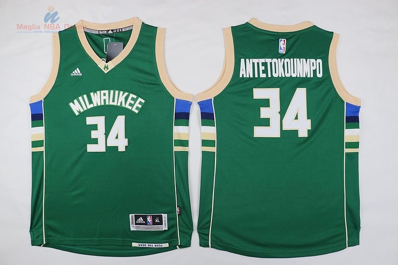 Acquista Maglia NBA Bambino Milwaukee Bucks #34 Giannis Antetokounmpo Verde