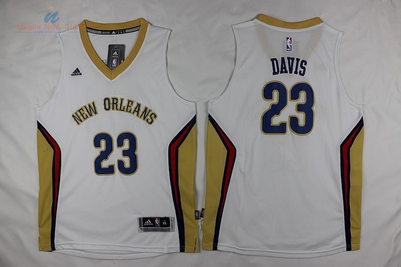 Acquista Maglia NBA Bambino New Orleans Pelicans #23 Anthony Davis Bianco