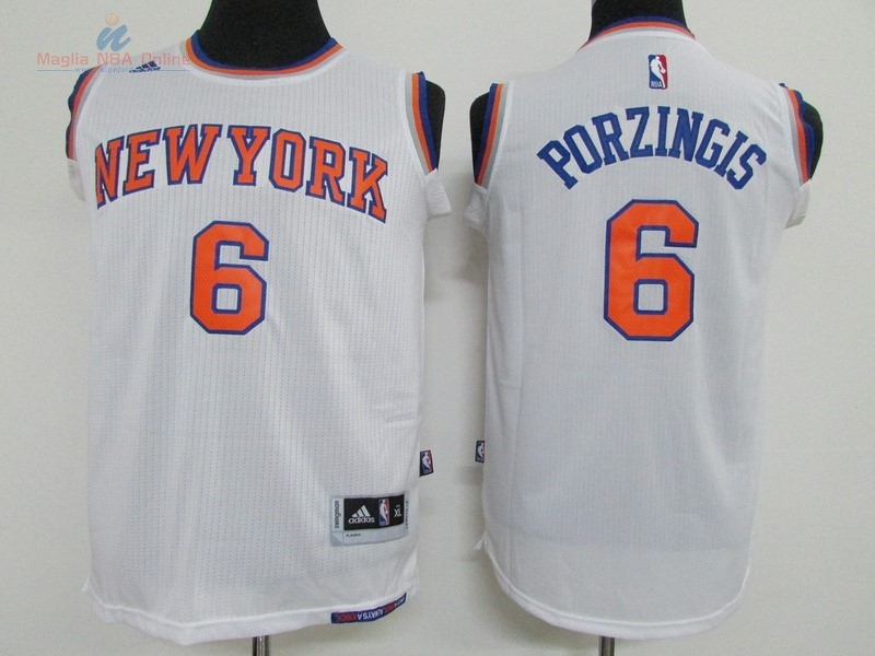 Acquista Maglia NBA Bambino New York Knicks #6 Kristaps Porzingis Bianco