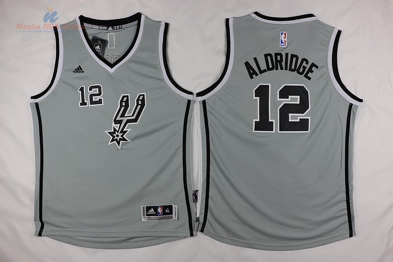 Acquista Maglia NBA Bambino San Antonio Spurs #12 LaMarcus Aldridge Grigio