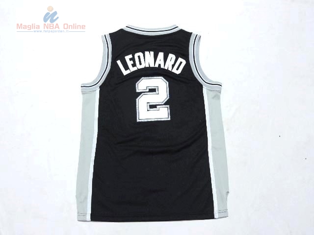 Acquista Maglia NBA Bambino San Antonio Spurs #2 Kawhi Leonard Nero 2017-18