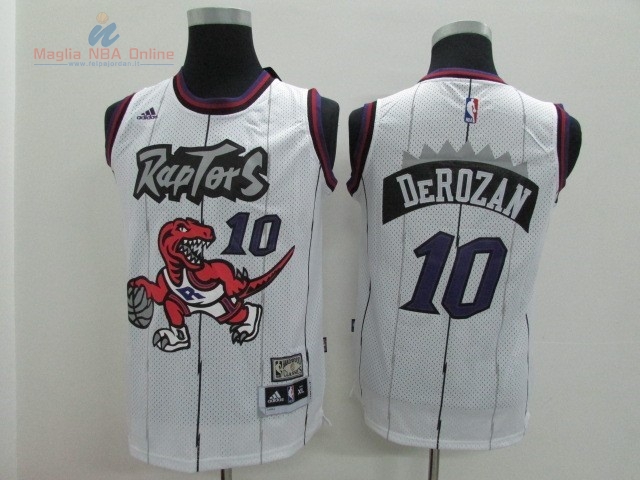 Acquista Maglia NBA Bambino Toronto Raptors #10 Demar DeRozan Retro Bianco