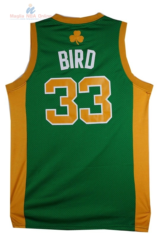 Acquista Maglia NBA Boston Celtics #33 Larry Joe Bird Verde Arancia