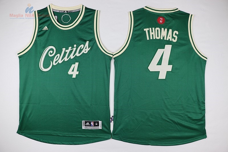 Acquista Maglia NBA Boston Celtics 2015 Natale #4 Thomas Verde