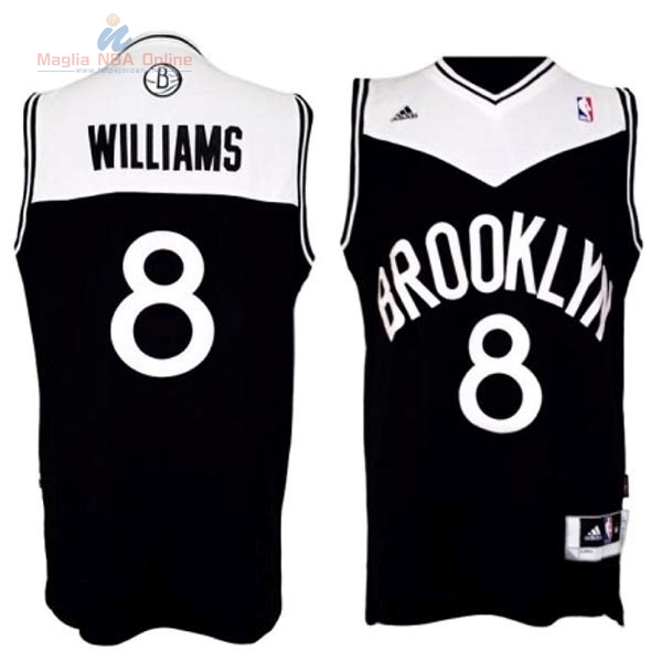 Acquista Maglia NBA Brooklyn Nets #8 Deron Michael Williams Nero Bianco