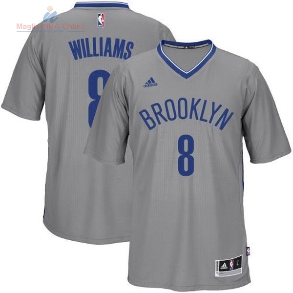 Acquista Maglia NBA Brooklyn Nets Manica Corta #8 Deron Michael Williams Grigio