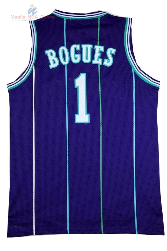 Acquista Maglia NBA Charlotte Hornets #1 Tyrone Curtis Bogues Blu