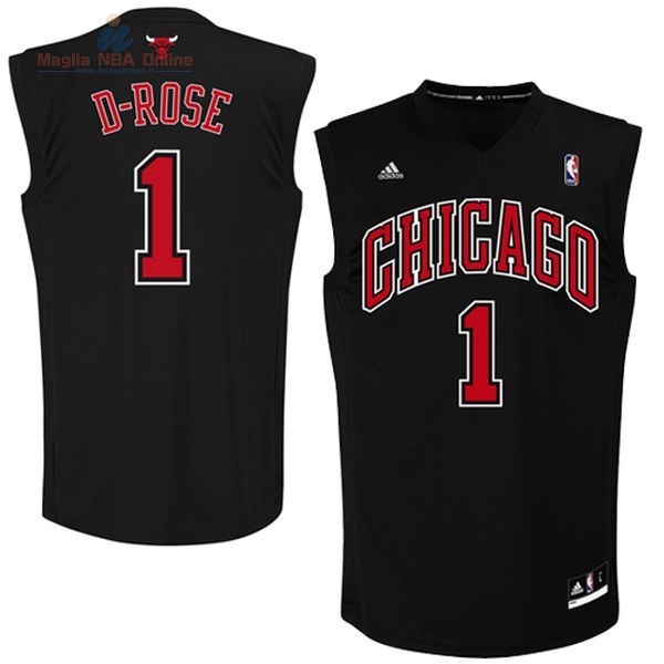 Acquista Maglia NBA Chicago Bulls #1 Derrick Rose Nero Rosso