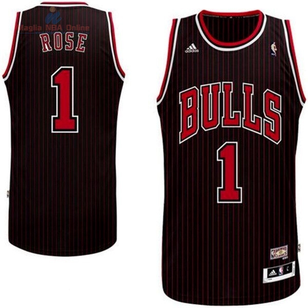Acquista Maglia NBA Chicago Bulls #1 Derrick Rose Nero Striscia