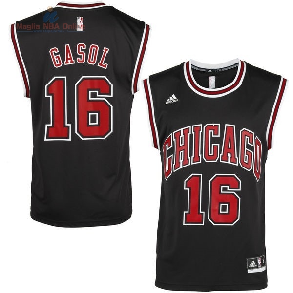 Acquista Maglia NBA Chicago Bulls #16 Pau Gasol Nero