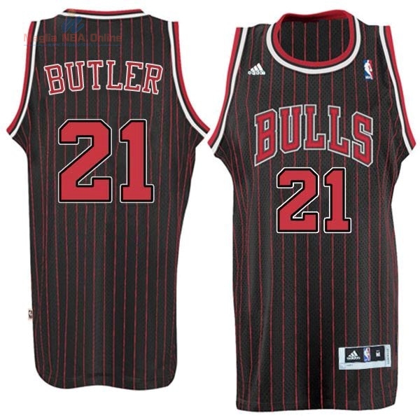 Acquista Maglia NBA Chicago Bulls #21 Jimmy Butler Nero Striscia