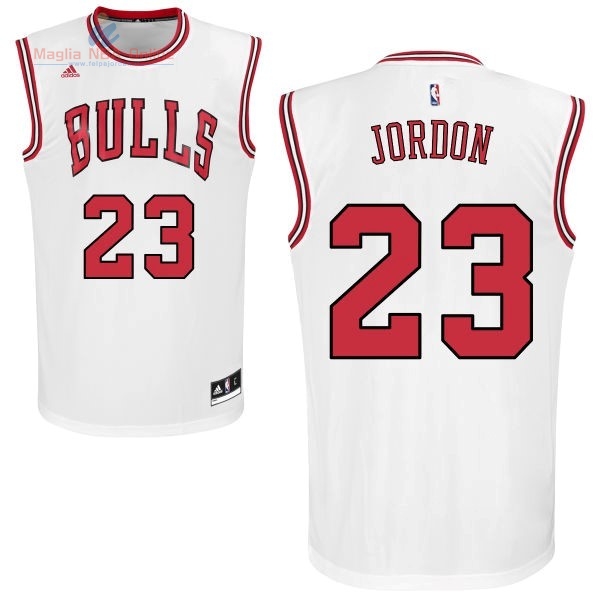 Acquista Maglia NBA Chicago Bulls #23 Michael Jordan Bianco Rosso