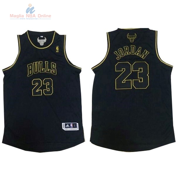 Acquista Maglia NBA Chicago Bulls #23 Michael Jordan Nero Oro