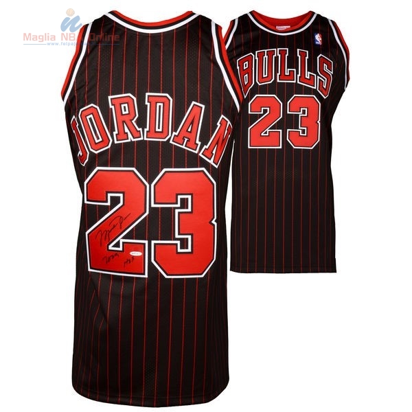 Acquista Maglia NBA Chicago Bulls #23 Michael Jordan Nero Striscia