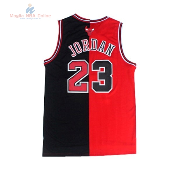 Acquista Maglia NBA Chicago Bulls #23 Michael Jordan Rosso Nero Bianco