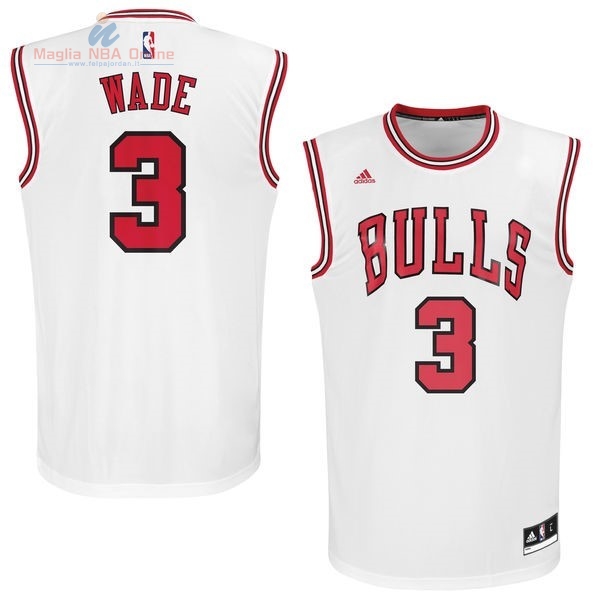 Acquista Maglia NBA Chicago Bulls #3 Dwyane Wade 2016 Bianco