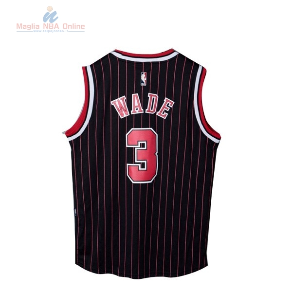 Acquista Maglia NBA Chicago Bulls #3 Dwyane Wade Nero Striscia