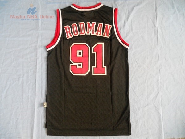 Acquista Maglia NBA Chicago Bulls #91 Dennis Rodman Nero