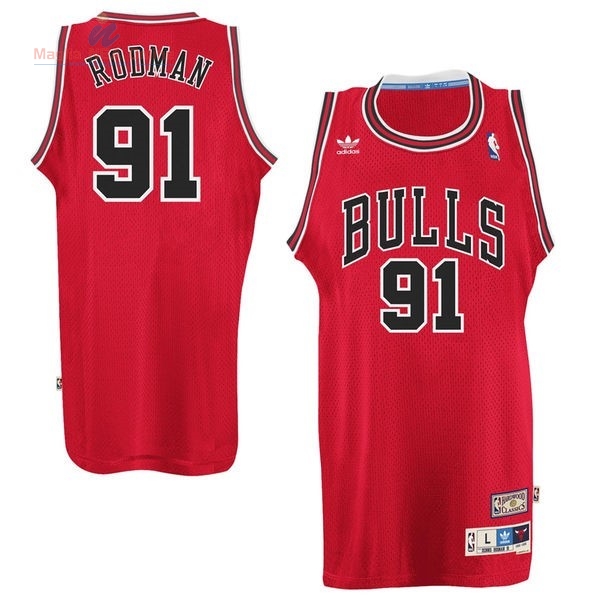 Acquista Maglia NBA Chicago Bulls #91 Dennis Rodman Rosso