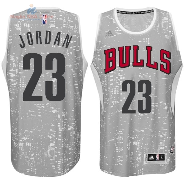 Acquista Maglia NBA Chicago Bulls Luci Della Città #23 Jordan Grigio