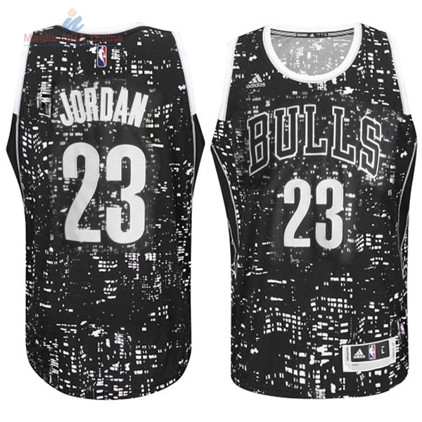 Acquista Maglia NBA Chicago Bulls Luci Della Città #23 Jordan Nero