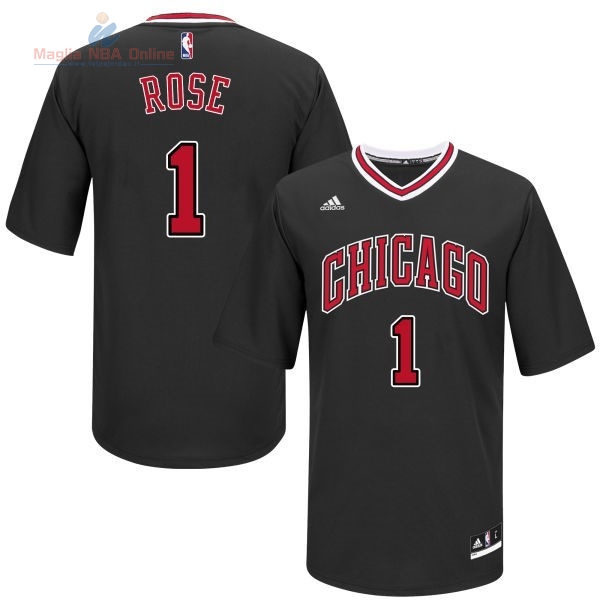 Acquista Maglia NBA Chicago Bulls Manica Corta #1 Derrick Rose Nero