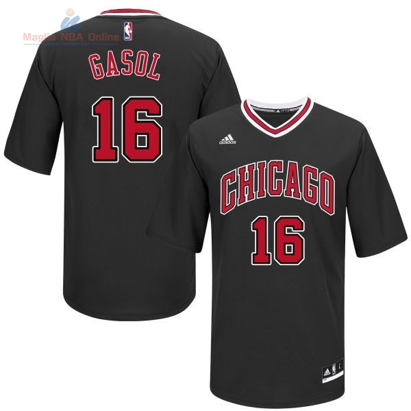 Acquista Maglia NBA Chicago Bulls Manica Corta #16 Pau Gasol Nero