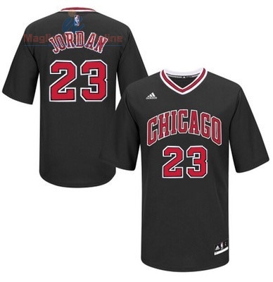 Acquista Maglia NBA Chicago Bulls Manica Corta #23 Michael Jordan Nero