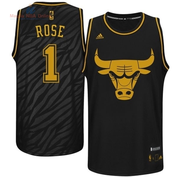 Acquista Maglia NBA Chicago Bulls Moda Metalli Preziosi #1 Rose Nero