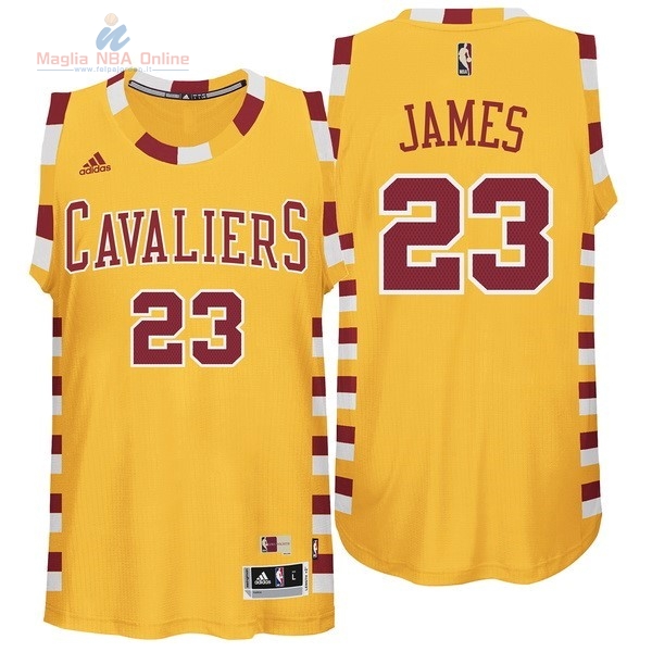 Acquista Maglia NBA Cleveland Cavaliers #23 LeBron James Giallo Pizzo