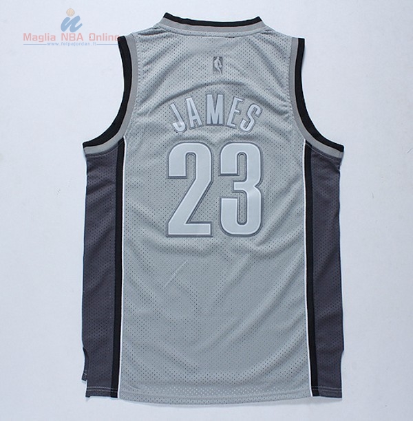 Acquista Maglia NBA Cleveland Cavaliers #23 LeBron James Grigio Nero