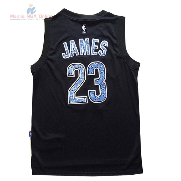 Acquista Maglia NBA Cleveland Cavaliers #23 LeBron James Nero Diamante