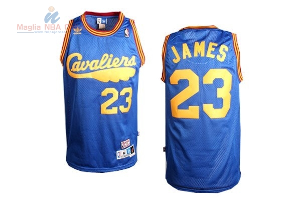 Acquista Maglia NBA Cleveland Cavaliers #23 LeBron James Retro Blu