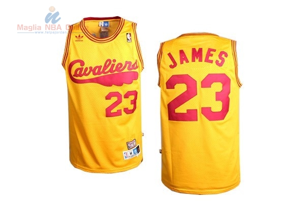 Acquista Maglia NBA Cleveland Cavaliers #23 LeBron James Retro Giallo