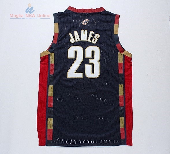 Acquista Maglia NBA Cleveland Cavaliers #23 LeBron James Retro Pizzo Blu