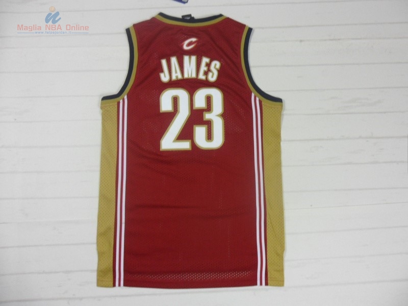 Acquista Maglia NBA Cleveland Cavaliers #23 LeBron James Retro Pizzo Rosso