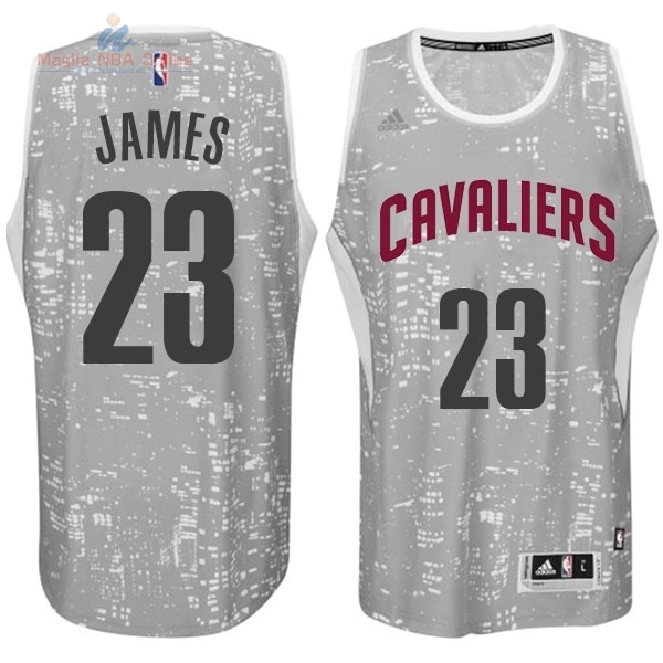 Acquista Maglia NBA Cleveland Cavaliers Luci Della Città #23 James Grigio